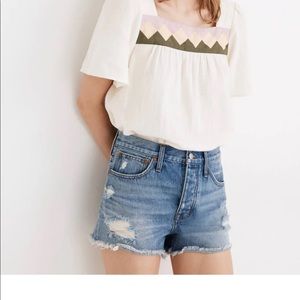 Madewell Relaxed Denim Shorts, Distressed, Size 25